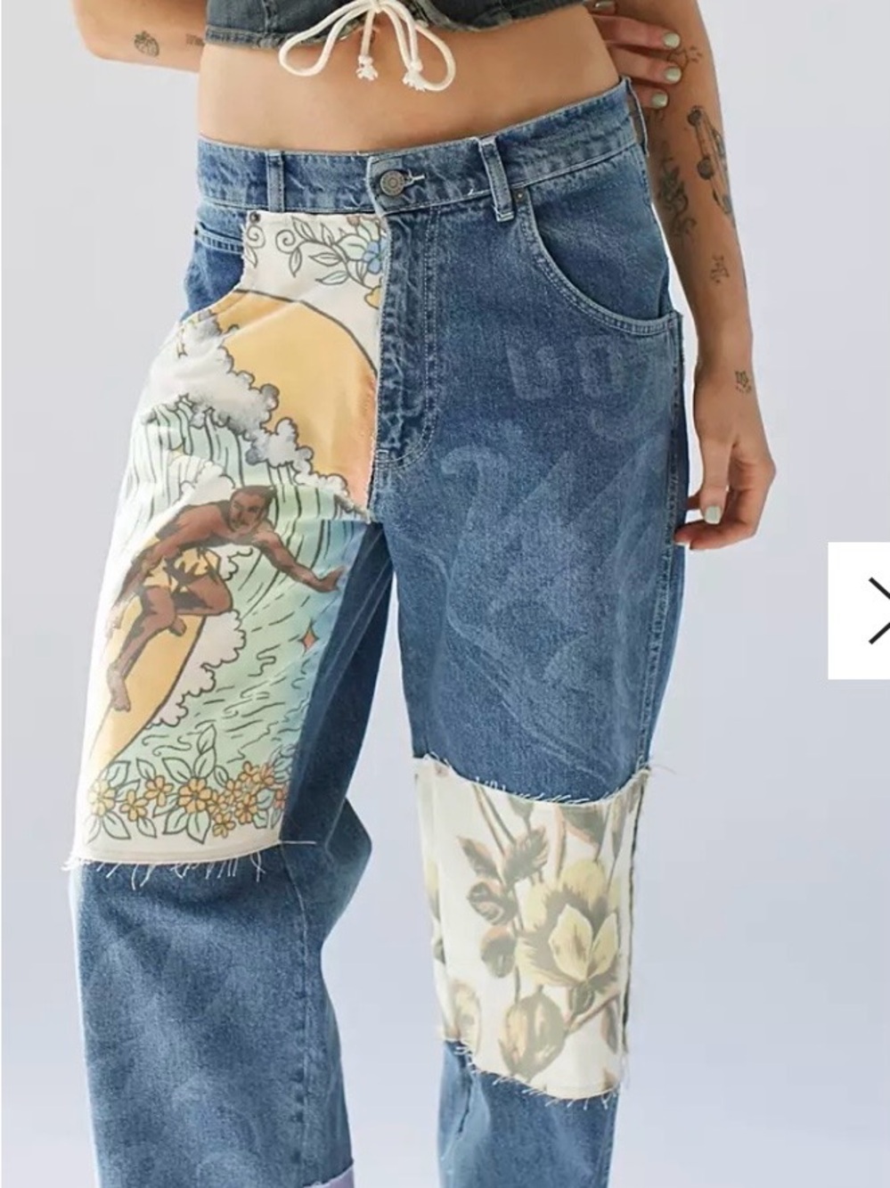 BDG Rilee Low-Rise Baggy patchwork Urban Outfitters NWT 24